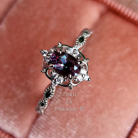 Joshua Logan Jewelers Jewelry - 1/2CTW Alexandrite halo ring in sterling silver